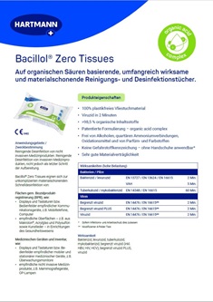 Bacillol Zero Tissues Factsheet
