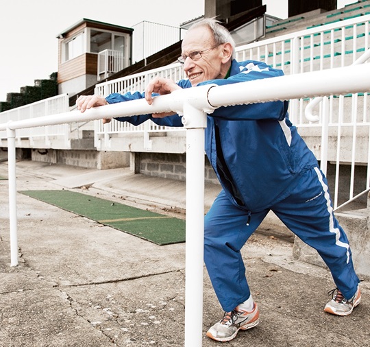 elderly man excercising outside