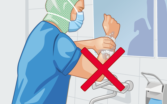 Illustration of human not washing his hands