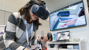 Image of a woman with a VR device