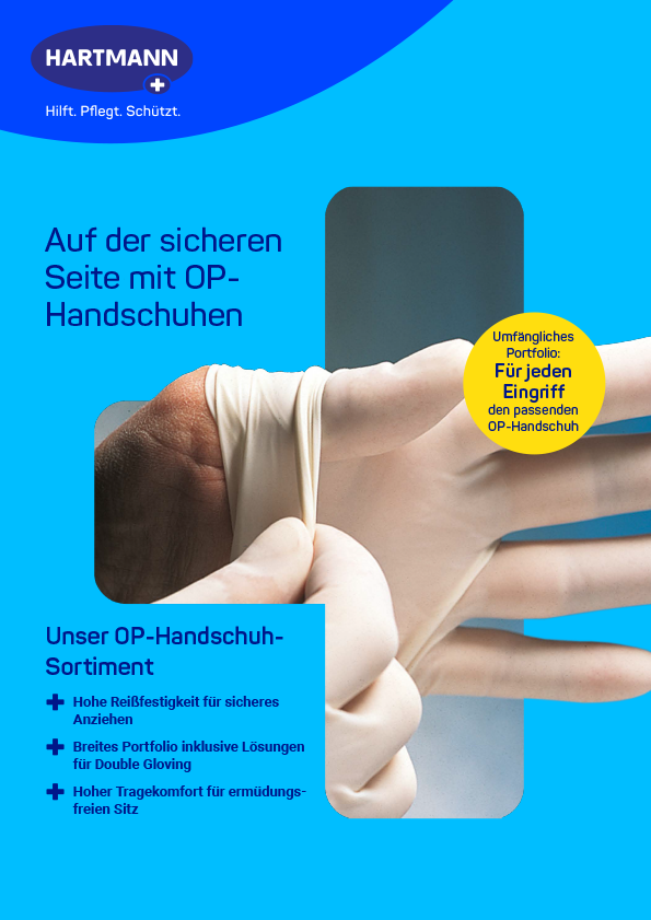 Deckblatt Folder "Auf der sicheren Seite mit OP-Handschuhen"